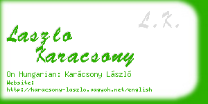 laszlo karacsony business card