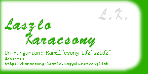 laszlo karacsony business card